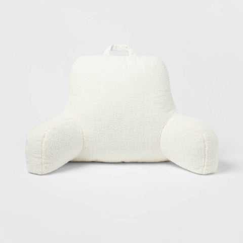 Faux Shearling Bed Rest Pillow Cream - Room Essentials™: Supportive Backrest for Dorm, Hypoallergenic Fill