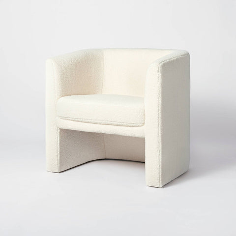 Vernon Upholstered Barrel Accent Chair Faux Shearling Cream - Threshold™ Designed with Studio McGee