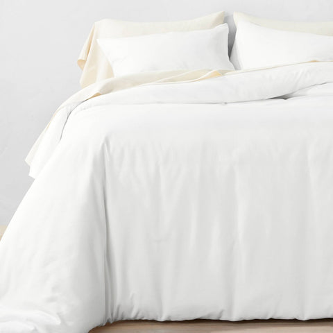 King - Lyocell Cotton Blend Duvet & Sham Set White - Casaluna