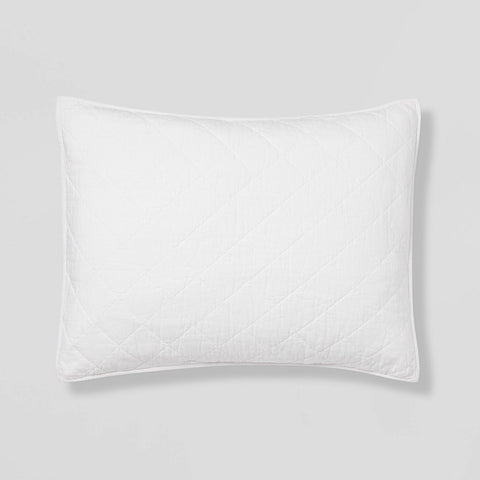 Standard - Diamond Stitch Cotton Linen Quilt Sham White - Threshold™