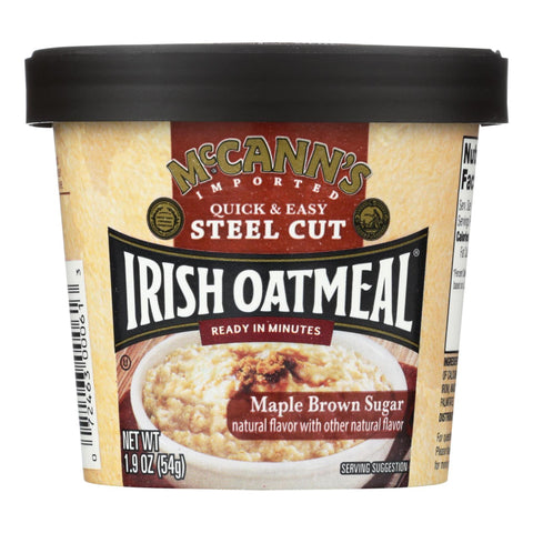 McCann S Imported Maple Brown Sugar Quick & Easy Steel Cut Irish Oatmeal Instant Oatmeal Kosher 1.9 OZ Cup