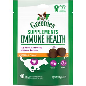 Greenies Immune Health Supplement Soft Chews for Dogs Chicken Flavor 40 Count Pouch