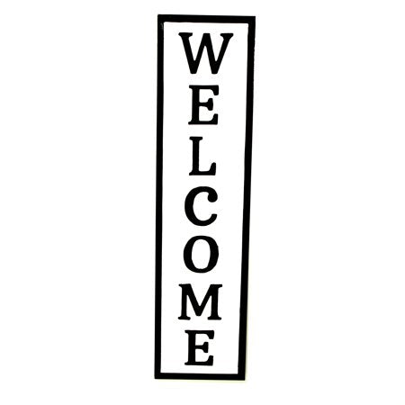 Welcome Vertical Sign - 36 H White and Black Home Decor Porch Sign Indoor or Outdoor