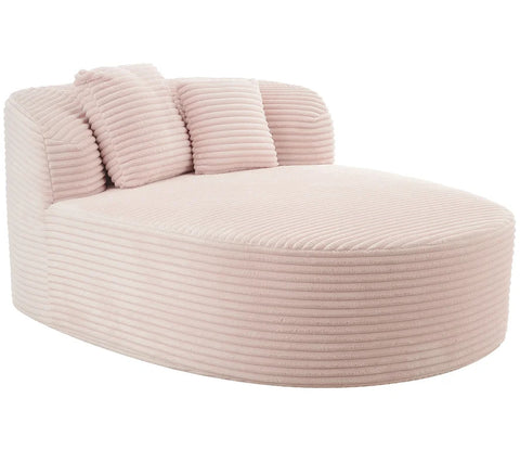 52" Modern Corduroy Chaise Lounge – Convertible Sofa Bed with Wood Legs & 2 Pillows