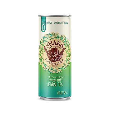 Shaka Tea Mamaki Hawaiian Tea - ZERO Sugar | Calories | Carbs, Naturally Caffeine-free 12-Pack (12 Fl. Oz Cans) (Pineapple Mint)