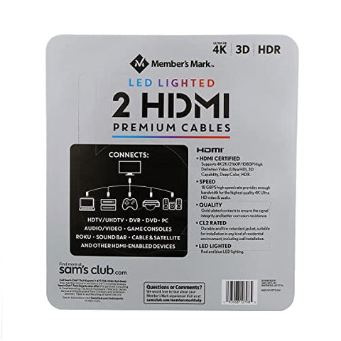 Member's Mark 9' LED Lighted HDMI Premium Cables