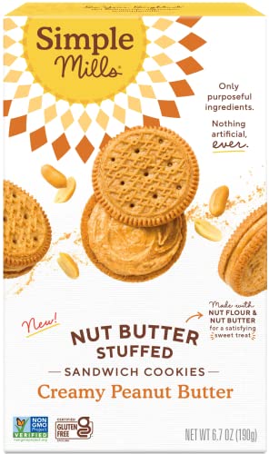 Simple Mills Nut Butter Stuffed Sandwich Cookies Creamy Peanut Butter 6.7 Oz