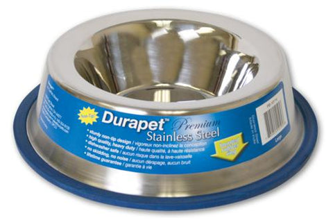 OurPets Durapet Premium Rubber-Bonded Stainless Steel No-Tip Bowl, Medium