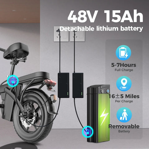 E-bike 500W Motor Removable Lithium Battery - 22MPH Top Speed 35Miles Range Electrical Bicycle