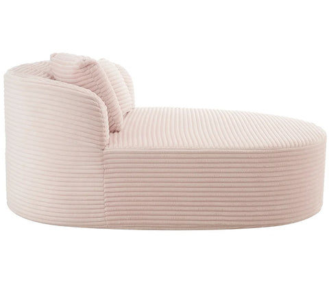 52" Modern Corduroy Chaise Lounge – Convertible Sofa Bed with Wood Legs & 2 Pillows