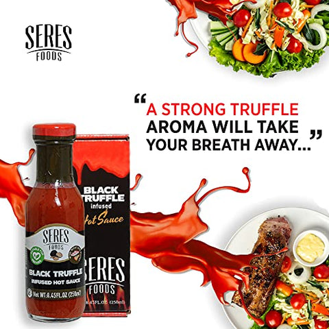 Seres Foods Black Truffle Hot Sauce, Pasta and Spaghetti Sauce, Spicy Fish and Taco Sauce, Chili Steak Sauce Made with Paprika, Jalapeno and Habanero