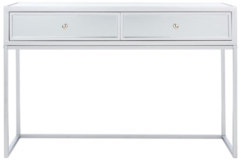 2 Drawer Mirrored Desk, Silver & Mirror