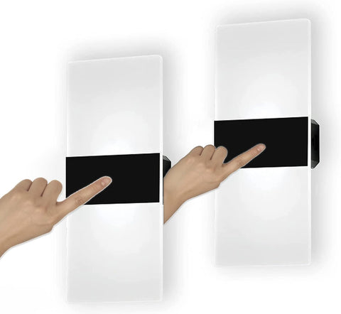 LED Wall Sconces Set of Two Battery Operated with Switch, Cordless Magnetic Wall Lamp