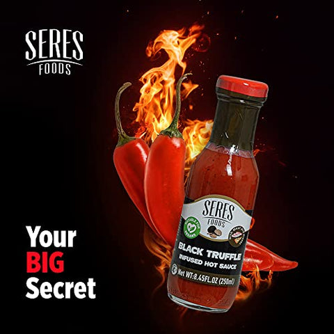 Seres Foods Black Truffle Hot Sauce, Pasta and Spaghetti Sauce, Spicy Fish and Taco Sauce, Chili Steak Sauce Made with Paprika, Jalapeno and Habanero