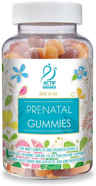 Actif Prenatal Gummies with 25+ Organic Vitamins and Organic Herbal Blend - Non-GMO