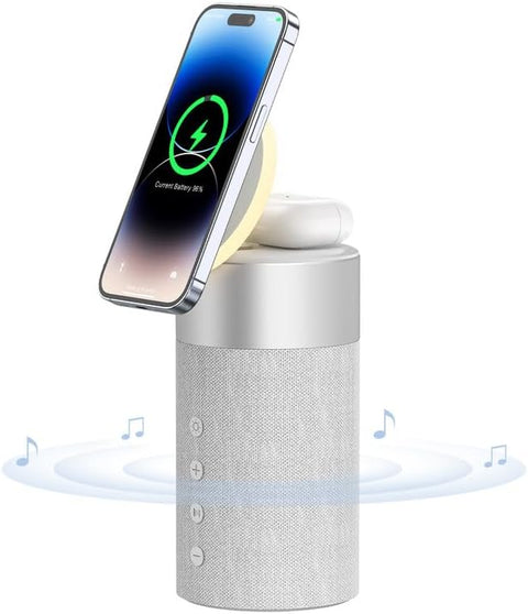 COLSUR Bluetooth Speaker with Night Light - 3 in 1 Mag-Safe Wireless Charger