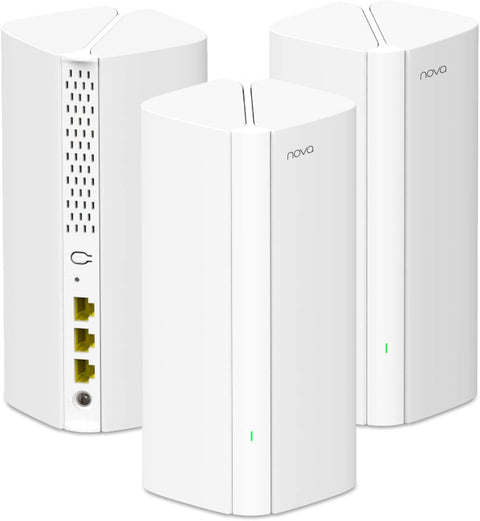 Tenda AX3000 Mesh WiFi 6 System Nova MX12-7000 sq.ft WiFi Coverage - Whole Home WiFi Mesh System - 1.7 GHz Quad-Core CPU - Dual-Band Mesh Network for 160+ Devices - 3 Gigabit Ports per Unit - 3-Pack