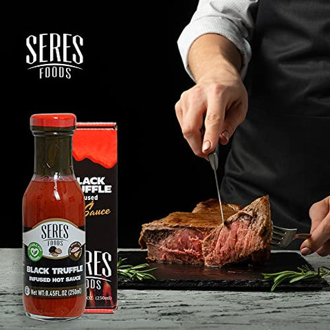 Seres Foods Black Truffle Hot Sauce, Pasta and Spaghetti Sauce, Spicy Fish and Taco Sauce, Chili Steak Sauce Made with Paprika, Jalapeno and Habanero