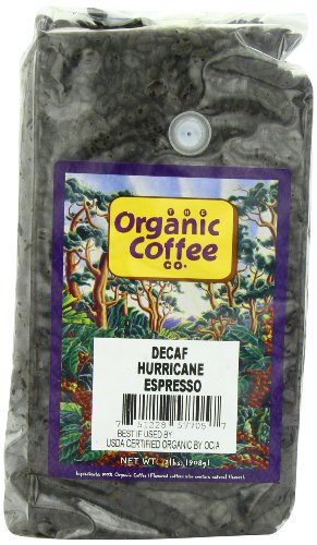 The Organic Coffee Co. Hurricane Espresso Decaf Whole Bean Coffee 2LB (32 Ounce) Medium Dark Roast Natural Water Processed USDA Organic BBD 18-Jul 2024