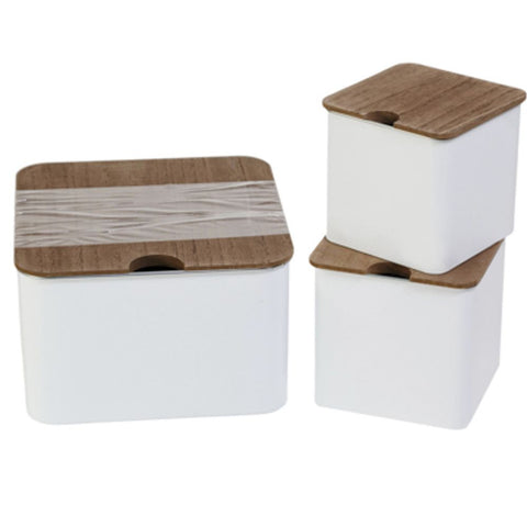 SM/Med/Lg - 3 STORAGE BOXES Metal Square Boxes with Lids