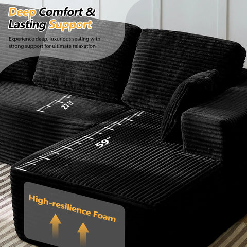 104" Modern L-Shape Sectional Sofa Bed with Reversible Chaise – Convertible Sleeper Couch in Vacuum Compressed Box – Free Shipping