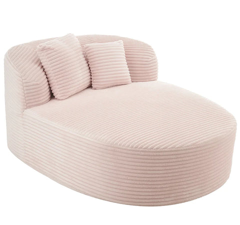 52" Modern Corduroy Chaise Lounge – Convertible Sofa Bed with Wood Legs & 2 Pillows