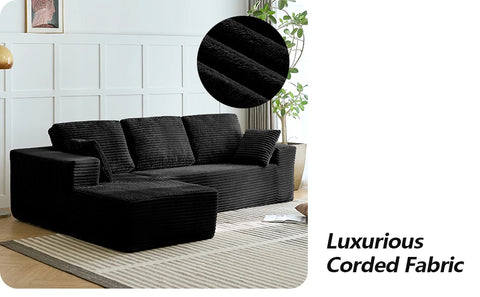 104" Modern L-Shape Sectional Sofa Bed with Reversible Chaise – Convertible Sleeper Couch in Vacuum Compressed Box – Free Shipping