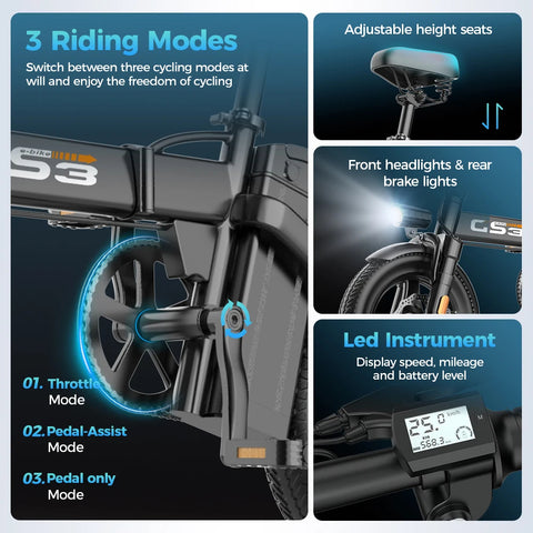 E-bike 500W Motor Removable Lithium Battery - 22MPH Top Speed 35Miles Range Electrical Bicycle