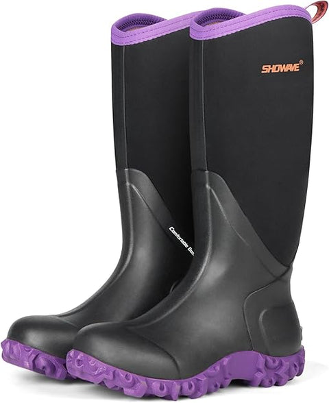Size 5 - Showave Women's Rain Boots Tall Insulated Rubber Boots for Women