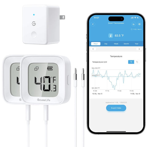 GoveeLife WiFi Freezer Thermometer Alarm 2 Pack, Remote App Alert with Anti-False