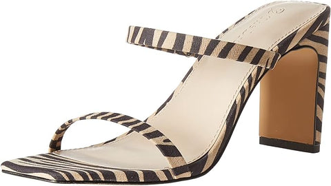 Size (8.5) The Drop Women's Avery Square Toe Two Strap High Heeled Sandal