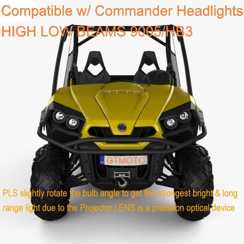 LED for Can Am Renegade Commander Headlights, 415129249 Bulbs, Maverick 1000R Lights, 6000K Cool White Can-Am ATV UTV 9005/HB3, Low and High Beam Combo, 4 Pack