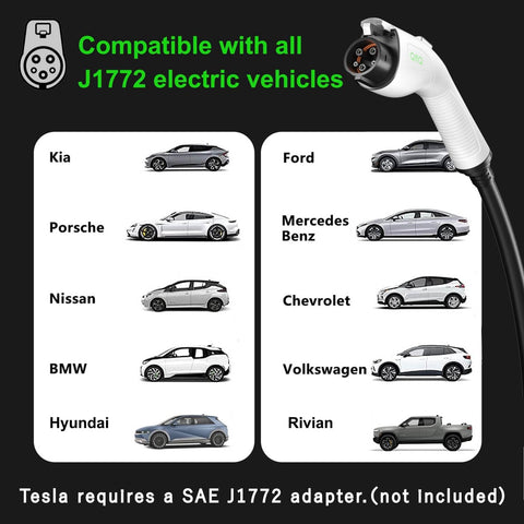 Level 1-2 EV Charger, 16 Amp 110-240V Portable Electric Car Charger, Electric Vehicle Charging Stations with NEMA 6-20 Plug & NEMA 5-15 Adapter for J1772, Level 2 EV Charger with 21 FT Cable