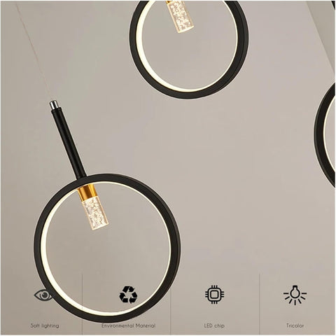 Modern Minimalist Design LED Pendant Lights Compatible with Dining Room, Kitchen and Bedroom Ceiling Spotlights Pendant Lights Black Wall Lights