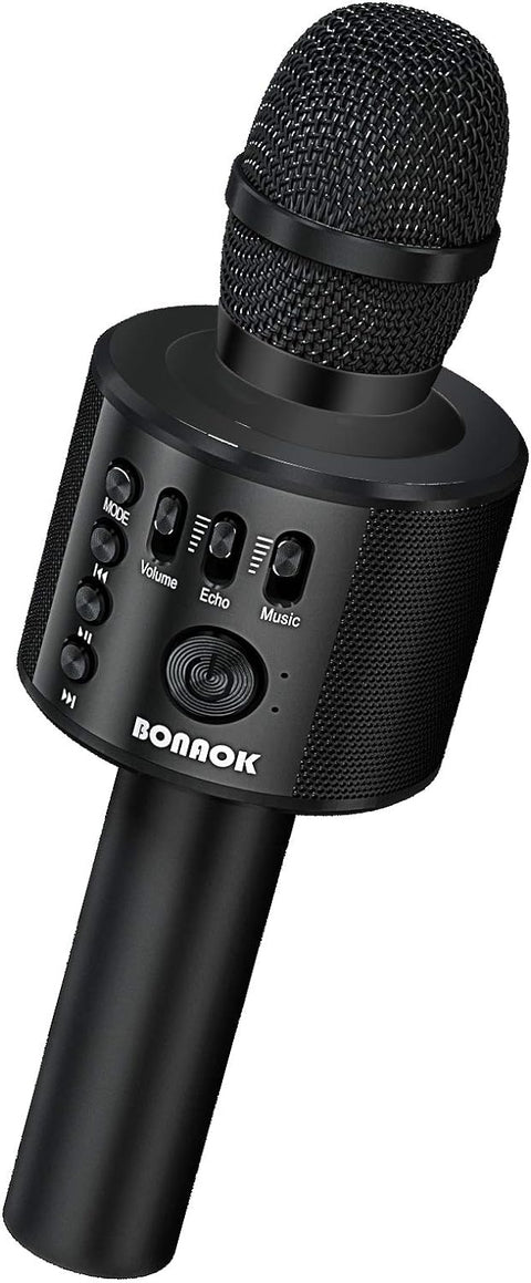 BONAOK Wireless Bluetooth Karaoke Microphone,3-in-1 Portable Handheld Karaoke Mic Speaker Machine Home Party Birthday for All Smartphones Q37 (Black)