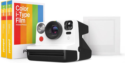 Polaroid Now Gen2 I-Type Instant Film Camera Gift Bundle - Now Gen2 Black and White with Double Pack of Color Film (16 Photos) Bonus White Small Photo Album