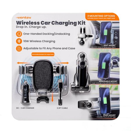 Ventev 3 Mounting Options Wireless Qi Car Charging Kit - Adjustable