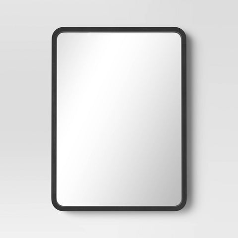 22" X 30" Rounded Corner Wood Wall Mirror Black - Threshold