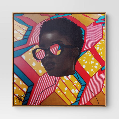 30" X 30" Pattern Portrait by Adekunle Adeleke Framed Wall Canvas - Threshold