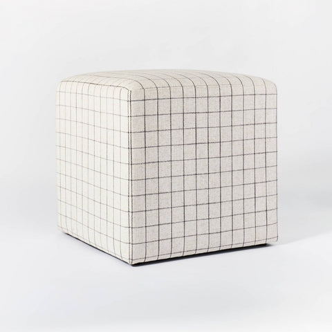 Lynwood Square Upholstered Cube Windowpane Plaid - Threshold™ Designed with Studio McGee