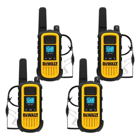 Dewalt - 2DXFRS800SV1 FRS Two-Way Radios, 4 Radios, 2 W, 22 Channels - Black/Yellow