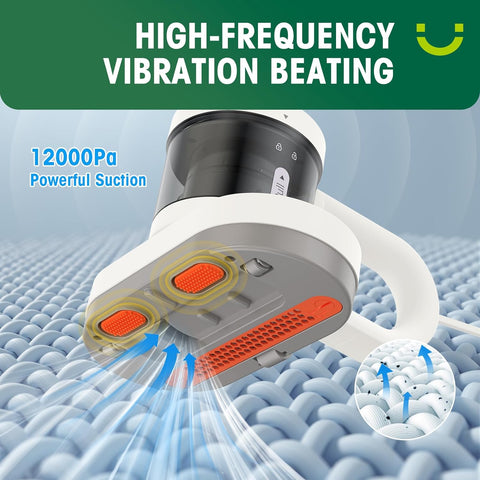 Bed Vacuum Cleaner UV Mattress Vacuum Cleaner with 12Kpa Powerful Suction and Light Weight