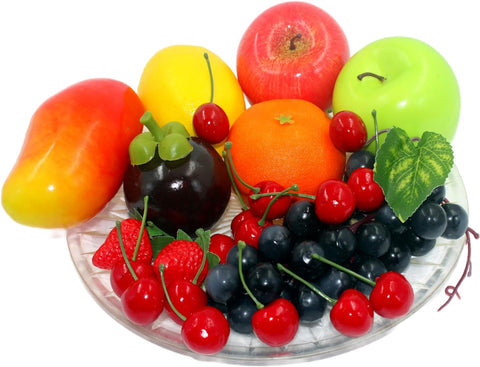 19pcs Fake Fruit， Plastic Fruit，1: 1 Copy Artificial Fruit，for Home House Kitchen Party Decoration