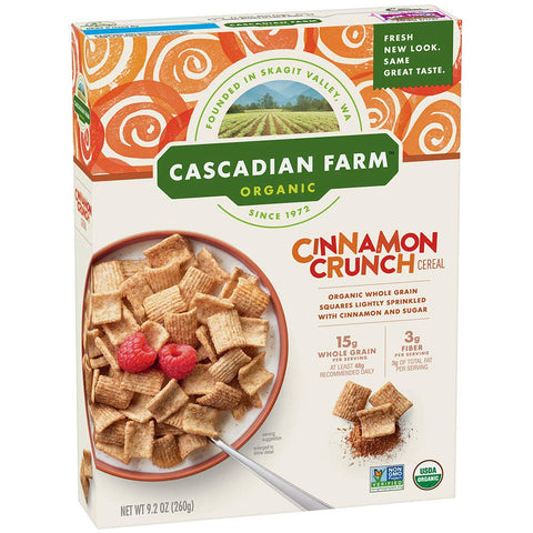 Cascadian Farm Organic Cinnamon Crunch Cereal 9.2 oz Box