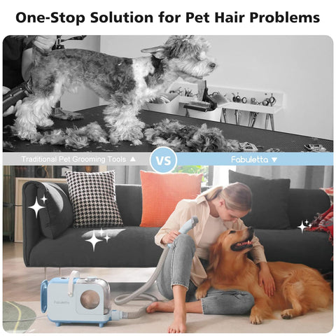 Fabuletta Dog Grooming Kit, 6-in-1 Professional Pet Grooming Vacuum Picks