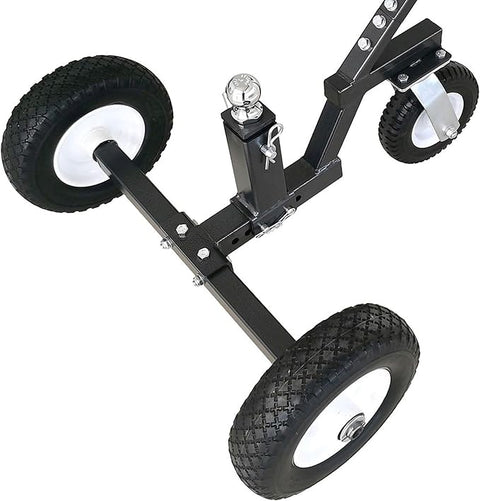 Tow Tuff Trailer Dolly w/ 12" Flat-Free Tires & 8" Swivel Caster Wheel, 800 lb Capacity, Black - 16.5” to 25.5”