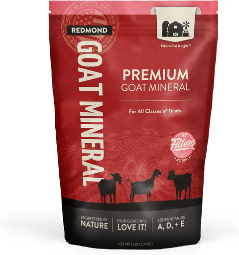 Redmond Goat Mineral Supplement - A Premium sea Salt with Essential Trace Minerals and Vitamins (5 LB)