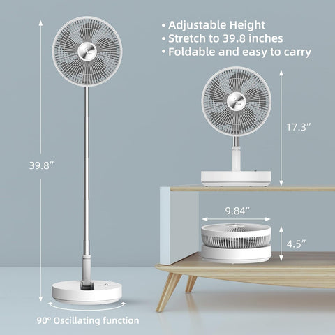 CooCoCo 10" Foldable Rechargeable Fan