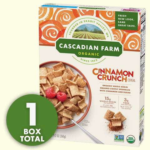 Cascadian Farm Organic Cinnamon Crunch Cereal 9.2 oz Box