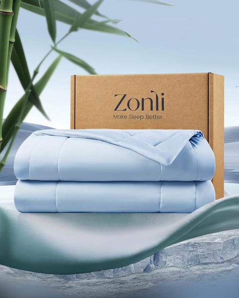 King/Cali K - Cooling Bamboo Comforter from Viscose - Sky Blue